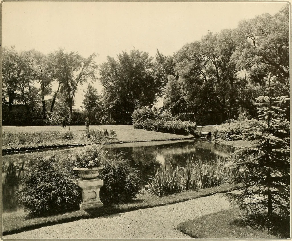 An illustration from House & garden's book of gardens; containing over four hundred illustrations of special flower types, plans and suggestions for landscape work, a complete gardener's calendar of the year's activities, planting and spraying tables, and a portfolio of beautiful gardens in varied sections of the United States and foreign countries, 1921, leaf 84