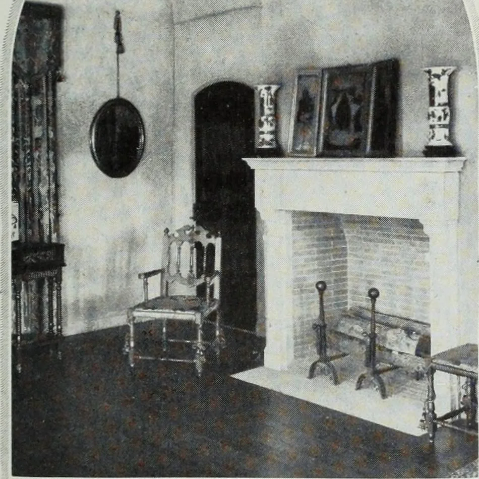 An illustration from House & garden's book of interiors, containing over three hundred illustrations of living rooms, dining rooms, libraries, halls, bedrooms, porches, breakfast rooms, nurseries, kitchens, bathrooms and the use of decorative accessories and curtains, together with practical suggestions for the furnishing and decorating of each type of room in the house, 1920, leaf 106