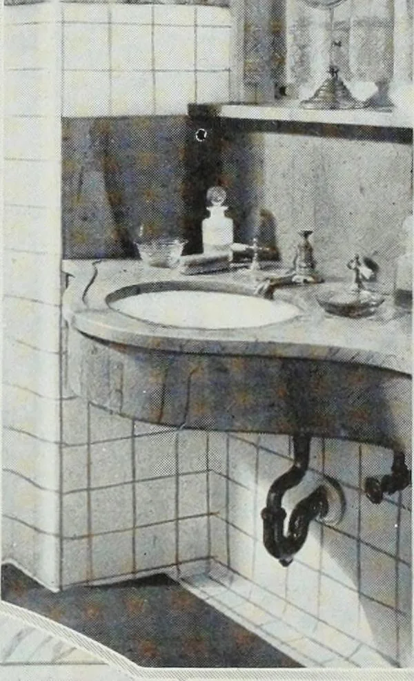An illustration from House & garden's book of interiors, containing over three hundred illustrations of living rooms, dining rooms, libraries, halls, bedrooms, porches, breakfast rooms, nurseries, kitchens, bathrooms and the use of decorative accessories and curtains, together with practical suggestions for the furnishing and decorating of each type of room in the house, 1920, leaf 124