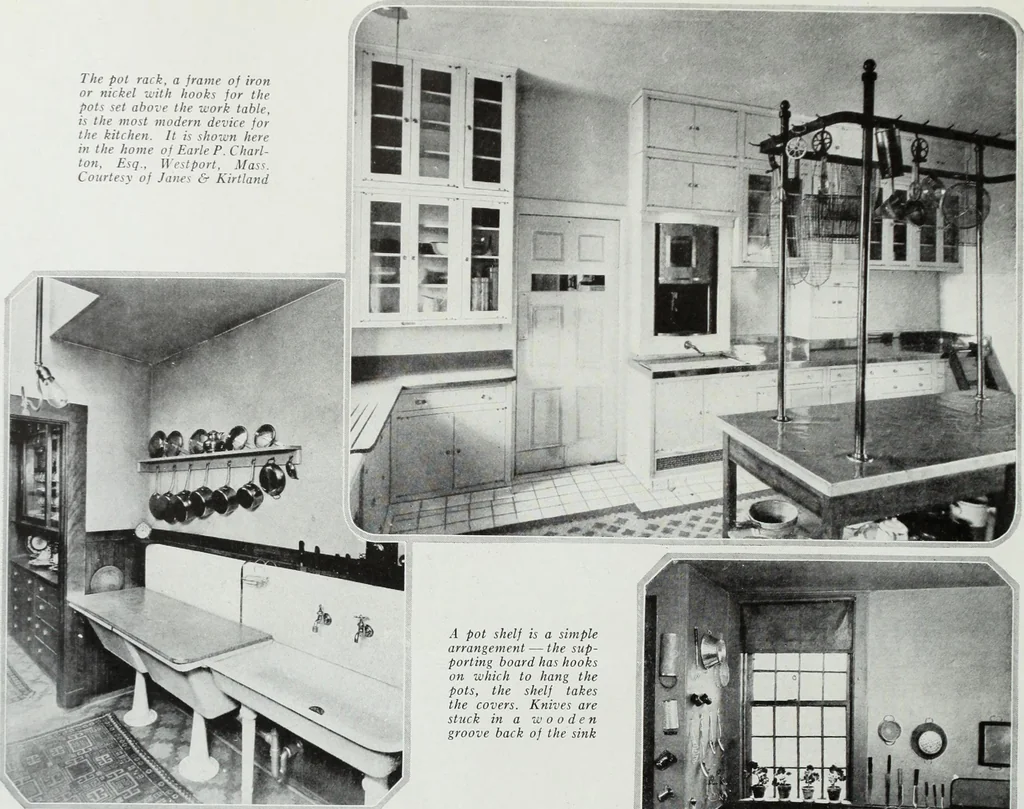 An illustration from House & garden's book of interiors, containing over three hundred illustrations of living rooms, dining rooms, libraries, halls, bedrooms, porches, breakfast rooms, nurseries, kitchens, bathrooms and the use of decorative accessories and curtains, together with practical suggestions for the furnishing and decorating of each type of room in the house, 1920, leaf 125