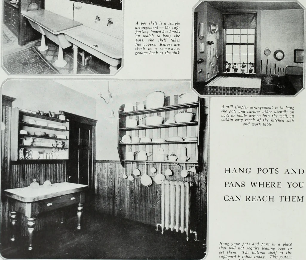 An illustration from House & garden's book of interiors, containing over three hundred illustrations of living rooms, dining rooms, libraries, halls, bedrooms, porches, breakfast rooms, nurseries, kitchens, bathrooms and the use of decorative accessories and curtains, together with practical suggestions for the furnishing and decorating of each type of room in the house, 1920, leaf 125