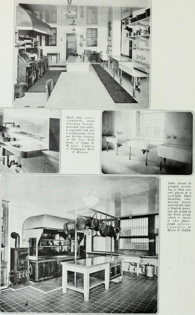 An illustration from House & garden's book of interiors, containing over three hundred illustrations of living rooms, dining rooms, libraries, halls, bedrooms, porches, breakfast rooms, nurseries, kitchens, bathrooms and the use of decorative accessories and curtains, together with practical suggestions for the furnishing and decorating of each type of room in the house, 1920, leaf 127
