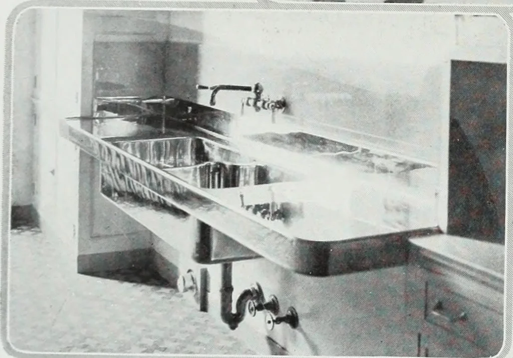 An illustration from House & garden's book of interiors, containing over three hundred illustrations of living rooms, dining rooms, libraries, halls, bedrooms, porches, breakfast rooms, nurseries, kitchens, bathrooms and the use of decorative accessories and curtains, together with practical suggestions for the furnishing and decorating of each type of room in the house, 1920, leaf 127