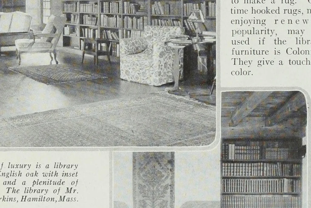 An illustration from House & garden's book of interiors, containing over three hundred illustrations of living rooms, dining rooms, libraries, halls, bedrooms, porches, breakfast rooms, nurseries, kitchens, bathrooms and the use of decorative accessories and curtains, together with practical suggestions for the furnishing and decorating of each type of room in the house, 1920, leaf 34