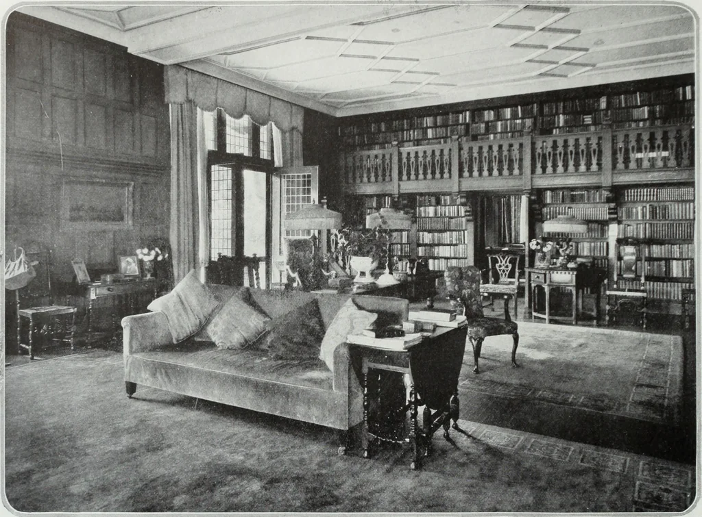 An illustration from House & garden's book of interiors, containing over three hundred illustrations of living rooms, dining rooms, libraries, halls, bedrooms, porches, breakfast rooms, nurseries, kitchens, bathrooms and the use of decorative accessories and curtains, together with practical suggestions for the furnishing and decorating of each type of room in the house, 1920, leaf 37