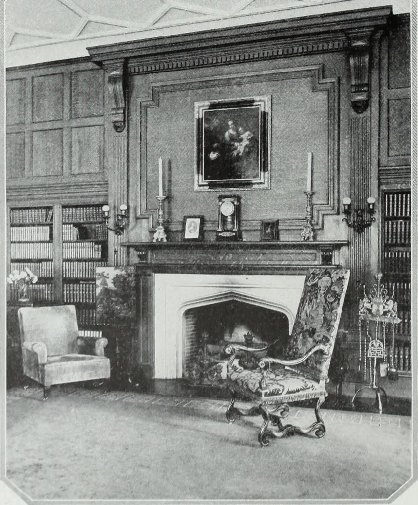 An illustration from House & garden's book of interiors, containing over three hundred illustrations of living rooms, dining rooms, libraries, halls, bedrooms, porches, breakfast rooms, nurseries, kitchens, bathrooms and the use of decorative accessories and curtains, together with practical suggestions for the furnishing and decorating of each type of room in the house, 1920, leaf 37