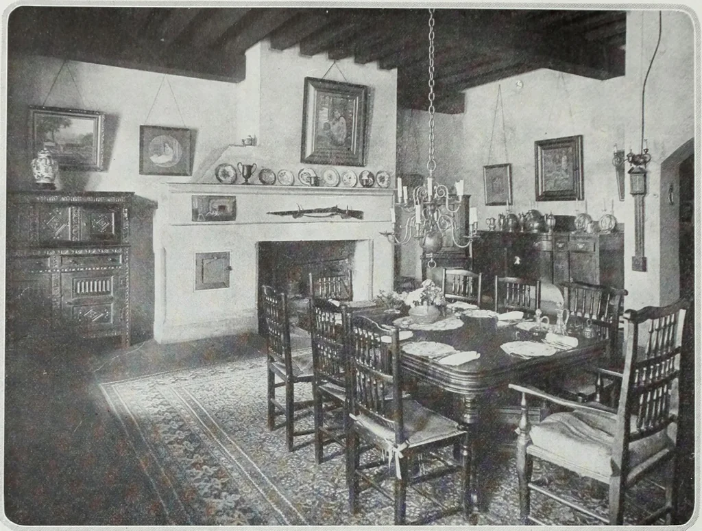 An illustration from House & garden's book of interiors, containing over three hundred illustrations of living rooms, dining rooms, libraries, halls, bedrooms, porches, breakfast rooms, nurseries, kitchens, bathrooms and the use of decorative accessories and curtains, together with practical suggestions for the furnishing and decorating of each type of room in the house, 1920, leaf 49