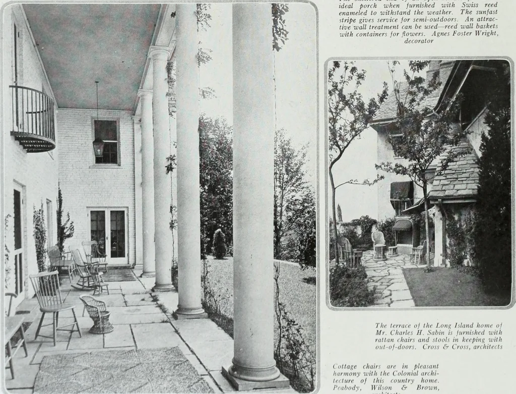 An illustration from House & garden's book of interiors, containing over three hundred illustrations of living rooms, dining rooms, libraries, halls, bedrooms, porches, breakfast rooms, nurseries, kitchens, bathrooms and the use of decorative accessories and curtains, together with practical suggestions for the furnishing and decorating of each type of room in the house, 1920, leaf 77