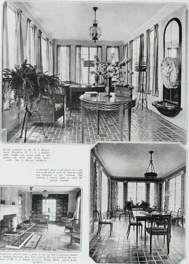 An illustration from House & garden's book of interiors, containing over three hundred illustrations of living rooms, dining rooms, libraries, halls, bedrooms, porches, breakfast rooms, nurseries, kitchens, bathrooms and the use of decorative accessories and curtains, together with practical suggestions for the furnishing and decorating of each type of room in the house, 1920, leaf 79