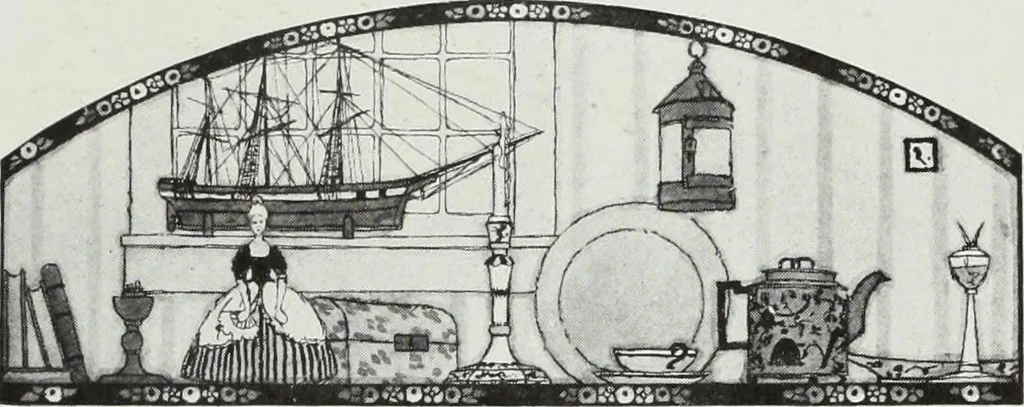 An illustration from House & garden's book of interiors, containing over three hundred illustrations of living rooms, dining rooms, libraries, halls, bedrooms, porches, breakfast rooms, nurseries, kitchens, bathrooms and the use of decorative accessories and curtains, together with practical suggestions for the furnishing and decorating of each type of room in the house, 1920, leaf 80