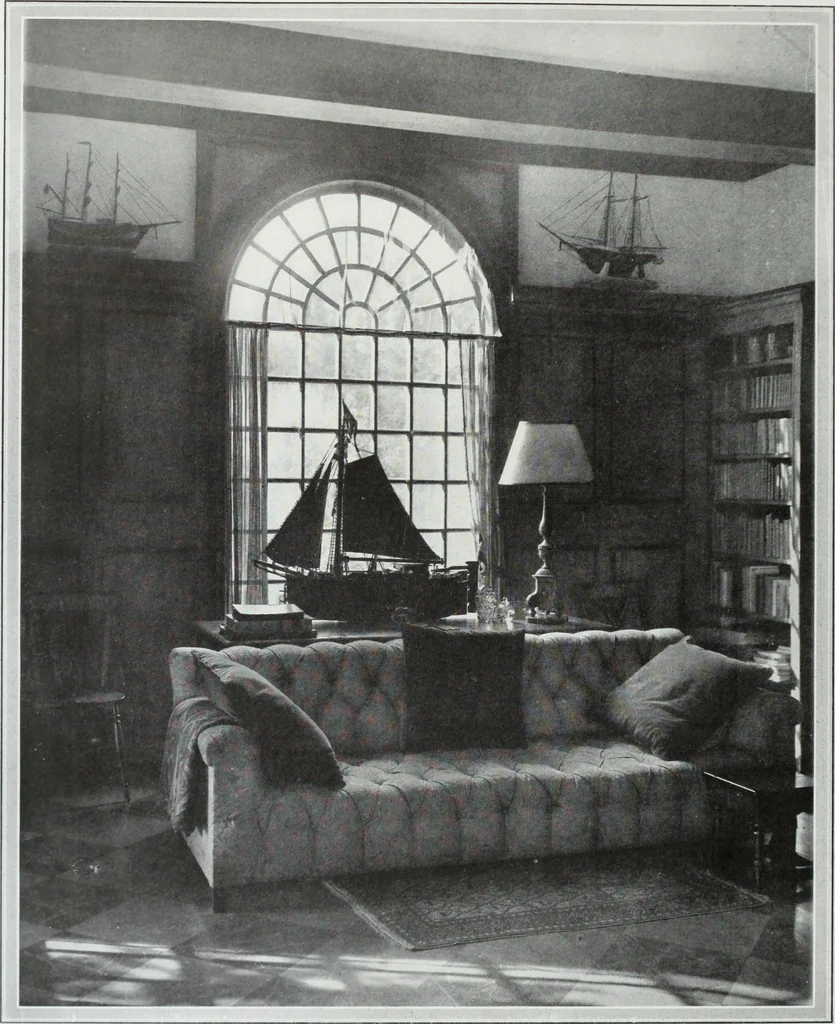 An illustration from House & garden's book of interiors, containing over three hundred illustrations of living rooms, dining rooms, libraries, halls, bedrooms, porches, breakfast rooms, nurseries, kitchens, bathrooms and the use of decorative accessories and curtains, together with practical suggestions for the furnishing and decorating of each type of room in the house, 1920, leaf 81
