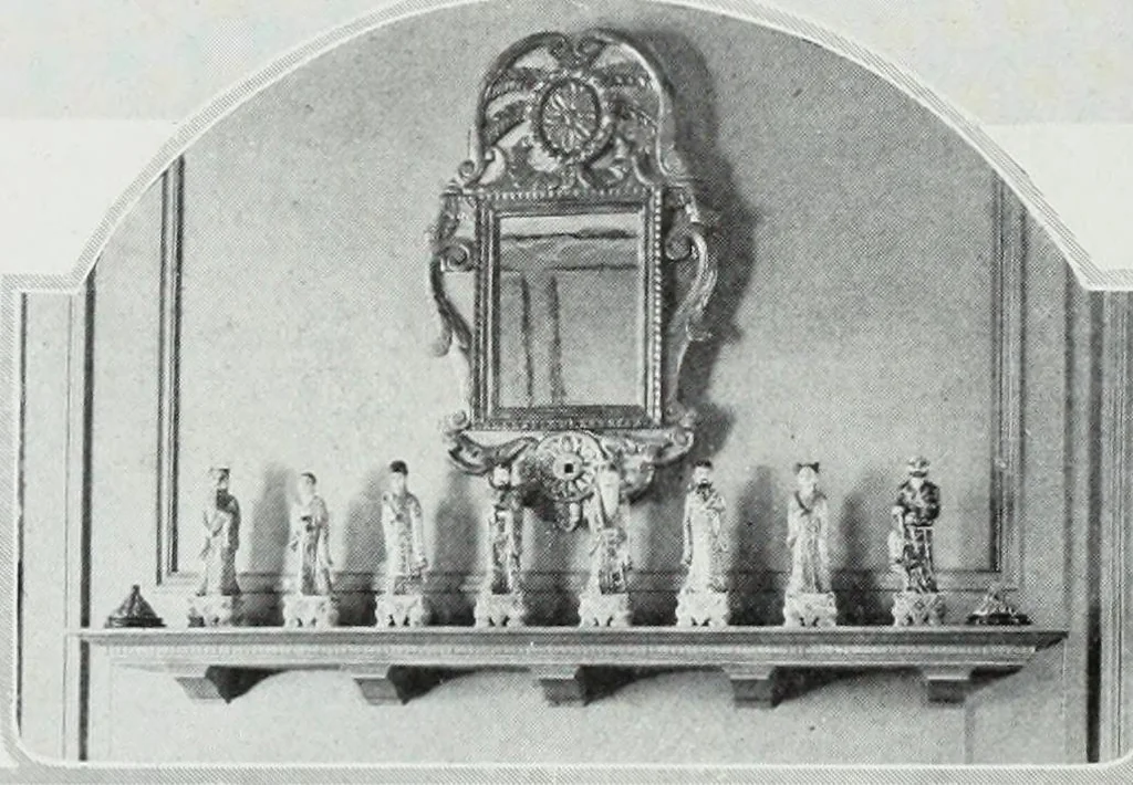An illustration from House & garden's book of interiors, containing over three hundred illustrations of living rooms, dining rooms, libraries, halls, bedrooms, porches, breakfast rooms, nurseries, kitchens, bathrooms and the use of decorative accessories and curtains, together with practical suggestions for the furnishing and decorating of each type of room in the house, 1920, leaf 85