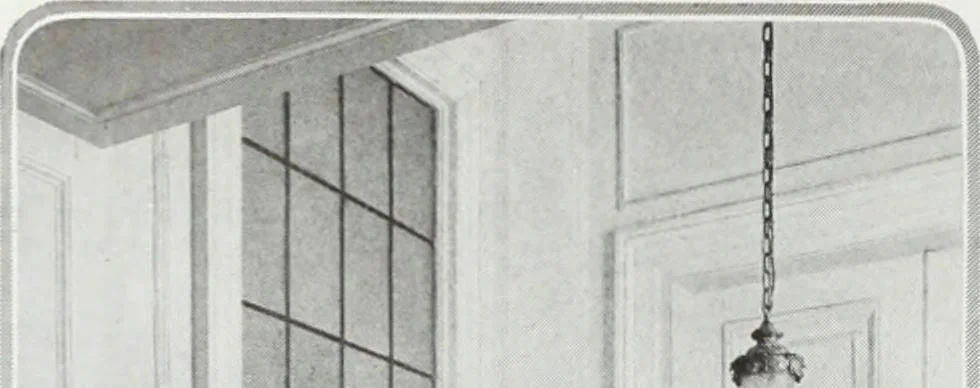 An illustration from House & garden's book of interiors, containing over three hundred illustrations of living rooms, dining rooms, libraries, halls, bedrooms, porches, breakfast rooms, nurseries, kitchens, bathrooms and the use of decorative accessories and curtains, together with practical suggestions for the furnishing and decorating of each type of room in the house, 1920, leaf 87