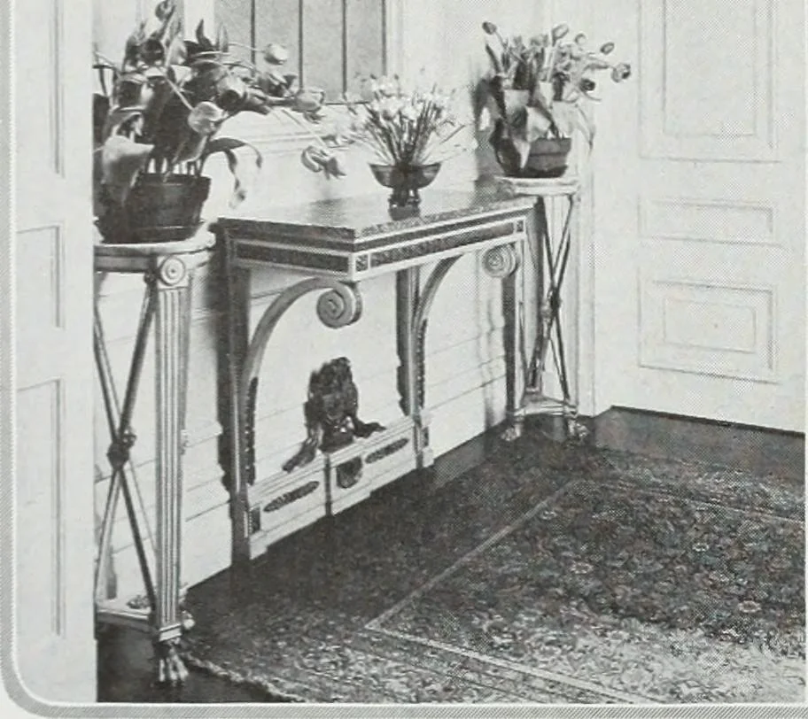 An illustration from House & garden's book of interiors, containing over three hundred illustrations of living rooms, dining rooms, libraries, halls, bedrooms, porches, breakfast rooms, nurseries, kitchens, bathrooms and the use of decorative accessories and curtains, together with practical suggestions for the furnishing and decorating of each type of room in the house, 1920, leaf 87