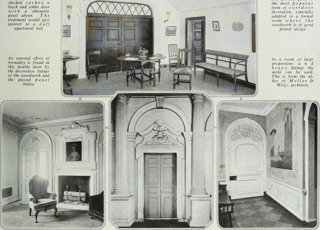 An illustration from House & garden's book of interiors, containing over three hundred illustrations of living rooms, dining rooms, libraries, halls, bedrooms, porches, breakfast rooms, nurseries, kitchens, bathrooms and the use of decorative accessories and curtains, together with practical suggestions for the furnishing and decorating of each type of room in the house, 1920, leaf 88