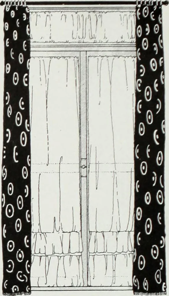 An illustration from House & garden's book of interiors, containing over three hundred illustrations of living rooms, dining rooms, libraries, halls, bedrooms, porches, breakfast rooms, nurseries, kitchens, bathrooms and the use of decorative accessories and curtains, together with practical suggestions for the furnishing and decorating of each type of room in the house, 1920, leaf 91