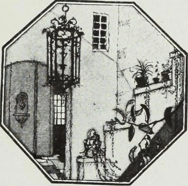 An illustration from House & garden's book of interiors, containing over three hundred illustrations of living rooms, dining rooms, libraries, halls, bedrooms, porches, breakfast rooms, nurseries, kitchens, bathrooms and the use of decorative accessories and curtains, together with practical suggestions for the furnishing and decorating of each type of room in the house, 1920, leaf 92