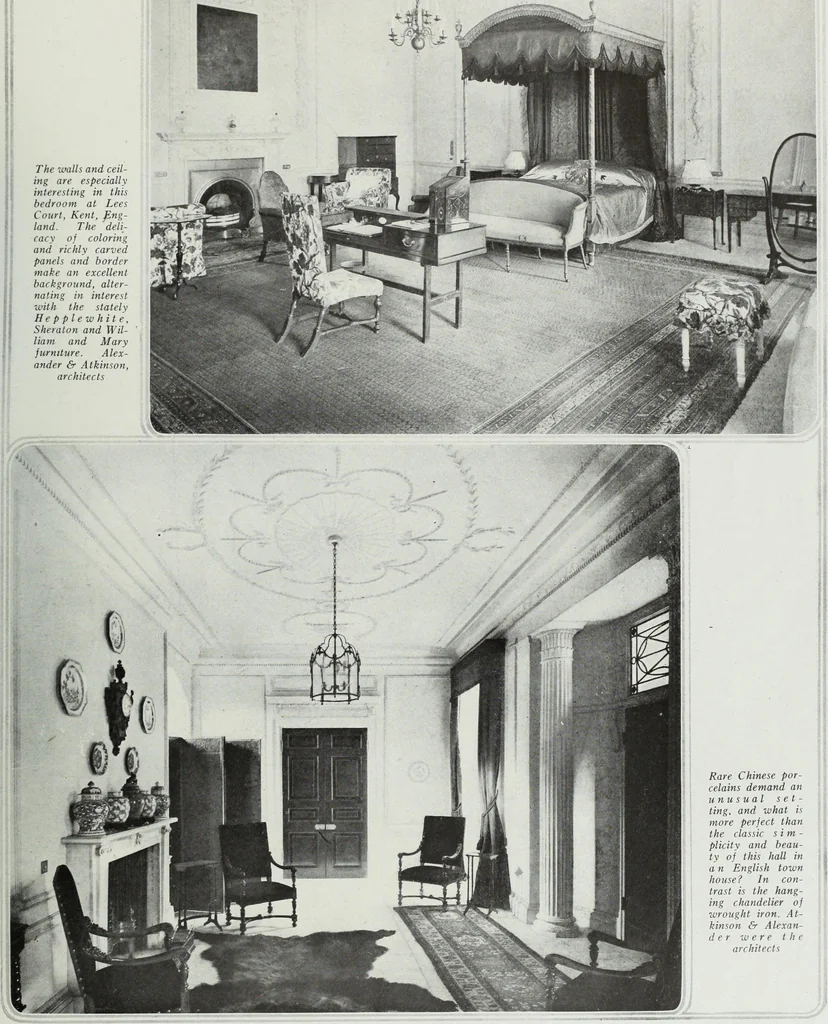 An illustration from House & garden's book of interiors, containing over three hundred illustrations of living rooms, dining rooms, libraries, halls, bedrooms, porches, breakfast rooms, nurseries, kitchens, bathrooms and the use of decorative accessories and curtains, together with practical suggestions for the furnishing and decorating of each type of room in the house, 1920, leaf 98
