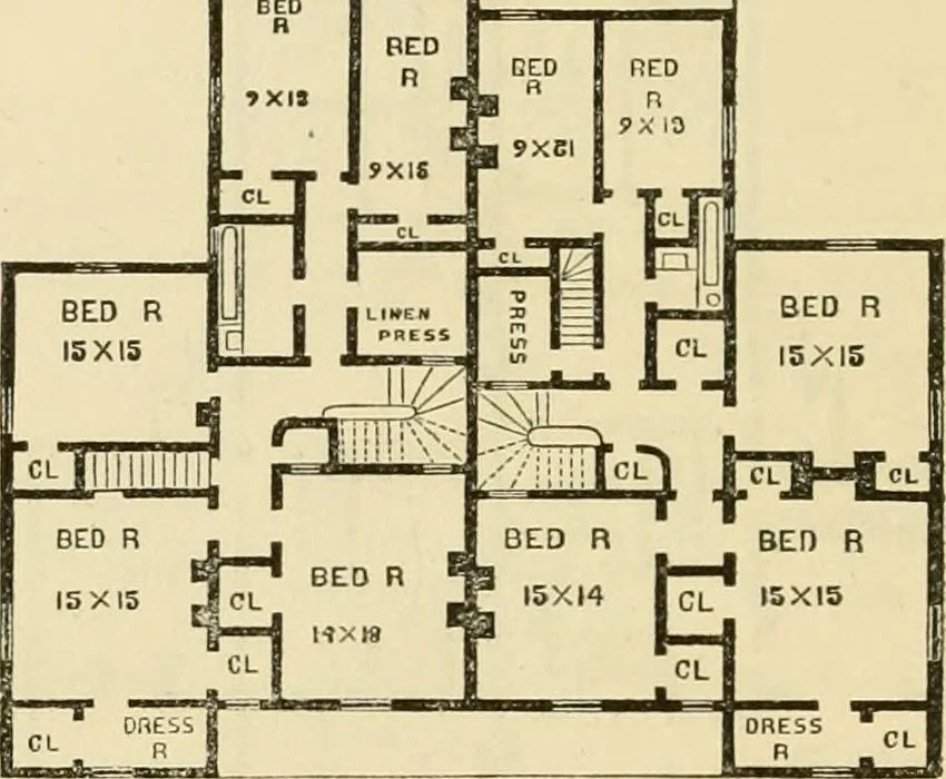 An illustration from The house, a manual of rural architecture, or, How to build country houses and out-buildings : embracing the origin and meaning of the house ; the art of house-building, including planning, style and construction ; desings and descriptions of cottages farm-houses, villas and out-buildings, of various cost and in the different styles of architecture, etc., etc. ; and an appendix containing recipes for paints and washes, stucco, rough-cast, etc. ; and instructions for roofing, building with rough stone, unburnt brick, balloon frames, and the concrete or gravel wall ; with numerous original plans, 1866, leaf 101
