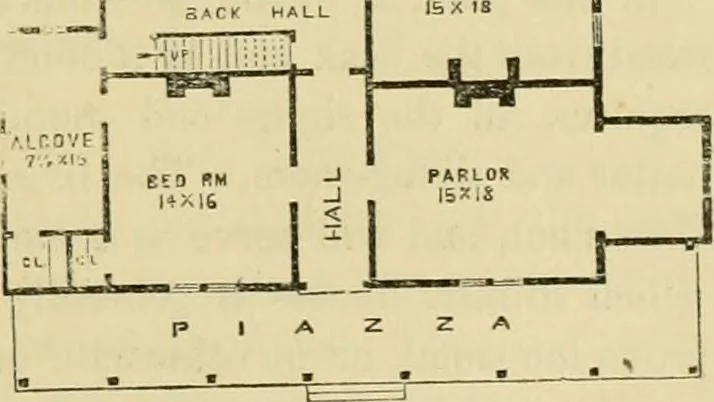 An illustration from The house, a manual of rural architecture, or, How to build country houses and out-buildings : embracing the origin and meaning of the house ; the art of house-building, including planning, style and construction ; desings and descriptions of cottages farm-houses, villas and out-buildings, of various cost and in the different styles of architecture, etc., etc. ; and an appendix containing recipes for paints and washes, stucco, rough-cast, etc. ; and instructions for roofing, building with rough stone, unburnt brick, balloon frames, and the concrete or gravel wall ; with numerous original plans, 1866, leaf 104