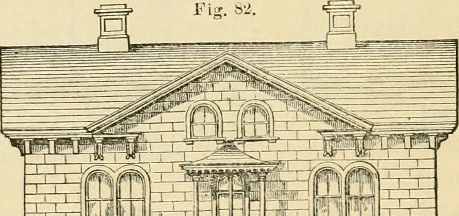 An illustration from The house, a manual of rural architecture, or, How to build country houses and out-buildings : embracing the origin and meaning of the house ; the art of house-building, including planning, style and construction ; desings and descriptions of cottages farm-houses, villas and out-buildings, of various cost and in the different styles of architecture, etc., etc. ; and an appendix containing recipes for paints and washes, stucco, rough-cast, etc. ; and instructions for roofing, building with rough stone, unburnt brick, balloon frames, and the concrete or gravel wall ; with numerous original plans, 1866, leaf 113
