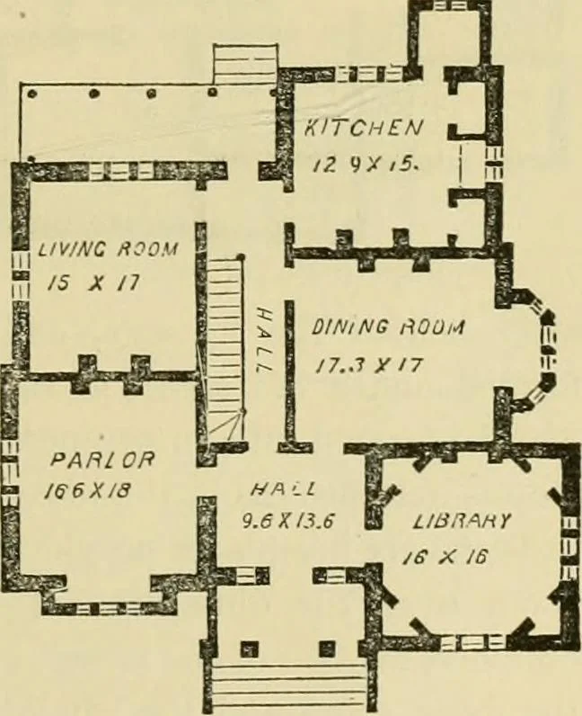 An illustration from The house, a manual of rural architecture, or, How to build country houses and out-buildings : embracing the origin and meaning of the house ; the art of house-building, including planning, style and construction ; desings and descriptions of cottages farm-houses, villas and out-buildings, of various cost and in the different styles of architecture, etc., etc. ; and an appendix containing recipes for paints and washes, stucco, rough-cast, etc. ; and instructions for roofing, building with rough stone, unburnt brick, balloon frames, and the concrete or gravel wall ; with numerous original plans, 1866, leaf 114