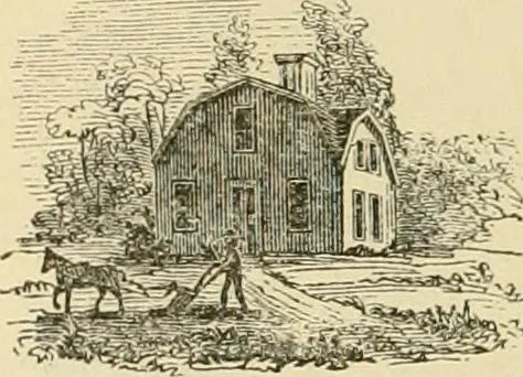 An illustration from The house, a manual of rural architecture, or, How to build country houses and out-buildings : embracing the origin and meaning of the house ; the art of house-building, including planning, style and construction ; desings and descriptions of cottages farm-houses, villas and out-buildings, of various cost and in the different styles of architecture, etc., etc. ; and an appendix containing recipes for paints and washes, stucco, rough-cast, etc. ; and instructions for roofing, building with rough stone, unburnt brick, balloon frames, and the concrete or gravel wall ; with numerous original plans, 1866, leaf 119