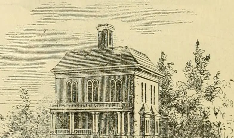 An illustration from The house, a manual of rural architecture, or, How to build country houses and out-buildings : embracing the origin and meaning of the house ; the art of house-building, including planning, style and construction ; desings and descriptions of cottages farm-houses, villas and out-buildings, of various cost and in the different styles of architecture, etc., etc. ; and an appendix containing recipes for paints and washes, stucco, rough-cast, etc. ; and instructions for roofing, building with rough stone, unburnt brick, balloon frames, and the concrete or gravel wall ; with numerous original plans, 1866, leaf 119