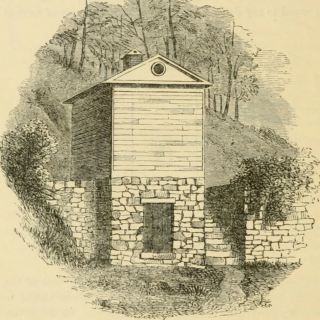 An illustration from The house, a manual of rural architecture, or, How to build country houses and out-buildings : embracing the origin and meaning of the house ; the art of house-building, including planning, style and construction ; desings and descriptions of cottages farm-houses, villas and out-buildings, of various cost and in the different styles of architecture, etc., etc. ; and an appendix containing recipes for paints and washes, stucco, rough-cast, etc. ; and instructions for roofing, building with rough stone, unburnt brick, balloon frames, and the concrete or gravel wall ; with numerous original plans, 1866, leaf 149