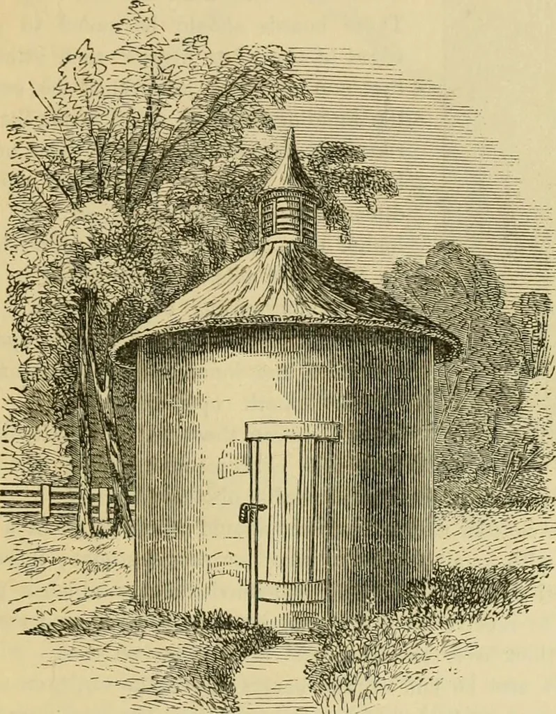 An illustration from The house, a manual of rural architecture, or, How to build country houses and out-buildings : embracing the origin and meaning of the house ; the art of house-building, including planning, style and construction ; desings and descriptions of cottages farm-houses, villas and out-buildings, of various cost and in the different styles of architecture, etc., etc. ; and an appendix containing recipes for paints and washes, stucco, rough-cast, etc. ; and instructions for roofing, building with rough stone, unburnt brick, balloon frames, and the concrete or gravel wall ; with numerous original plans, 1866, leaf 150