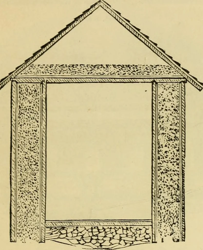 An illustration from The house, a manual of rural architecture, or, How to build country houses and out-buildings : embracing the origin and meaning of the house ; the art of house-building, including planning, style and construction ; desings and descriptions of cottages farm-houses, villas and out-buildings, of various cost and in the different styles of architecture, etc., etc. ; and an appendix containing recipes for paints and washes, stucco, rough-cast, etc. ; and instructions for roofing, building with rough stone, unburnt brick, balloon frames, and the concrete or gravel wall ; with numerous original plans, 1866, leaf 152