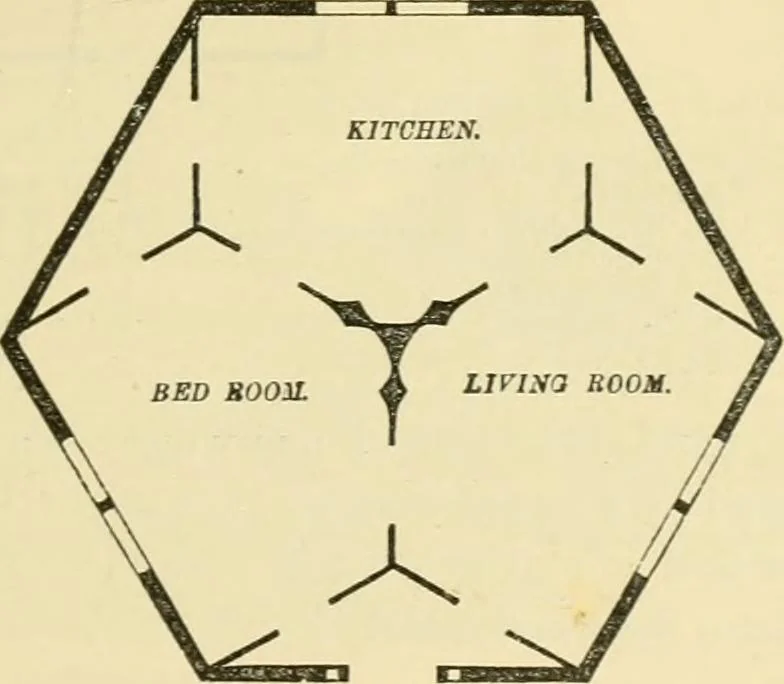 An illustration from The house, a manual of rural architecture, or, How to build country houses and out-buildings : embracing the origin and meaning of the house ; the art of house-building, including planning, style and construction ; desings and descriptions of cottages farm-houses, villas and out-buildings, of various cost and in the different styles of architecture, etc., etc. ; and an appendix containing recipes for paints and washes, stucco, rough-cast, etc. ; and instructions for roofing, building with rough stone, unburnt brick, balloon frames, and the concrete or gravel wall ; with numerous original plans, 1866, leaf 50