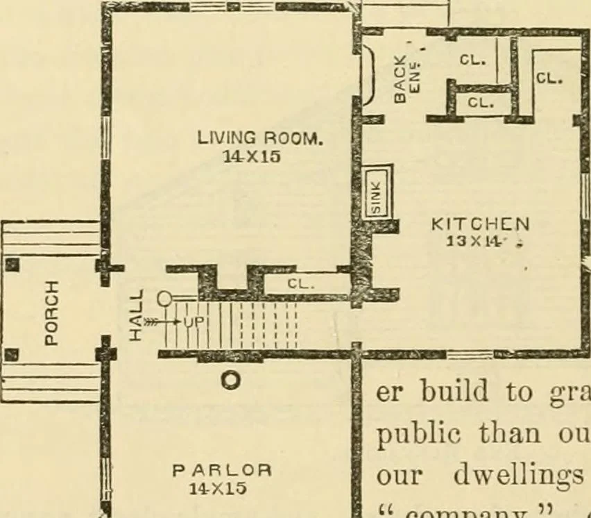 An illustration from The house, a manual of rural architecture, or, How to build country houses and out-buildings : embracing the origin and meaning of the house ; the art of house-building, including planning, style and construction ; desings and descriptions of cottages farm-houses, villas and out-buildings, of various cost and in the different styles of architecture, etc., etc. ; and an appendix containing recipes for paints and washes, stucco, rough-cast, etc. ; and instructions for roofing, building with rough stone, unburnt brick, balloon frames, and the concrete or gravel wall ; with numerous original plans, 1866, leaf 63