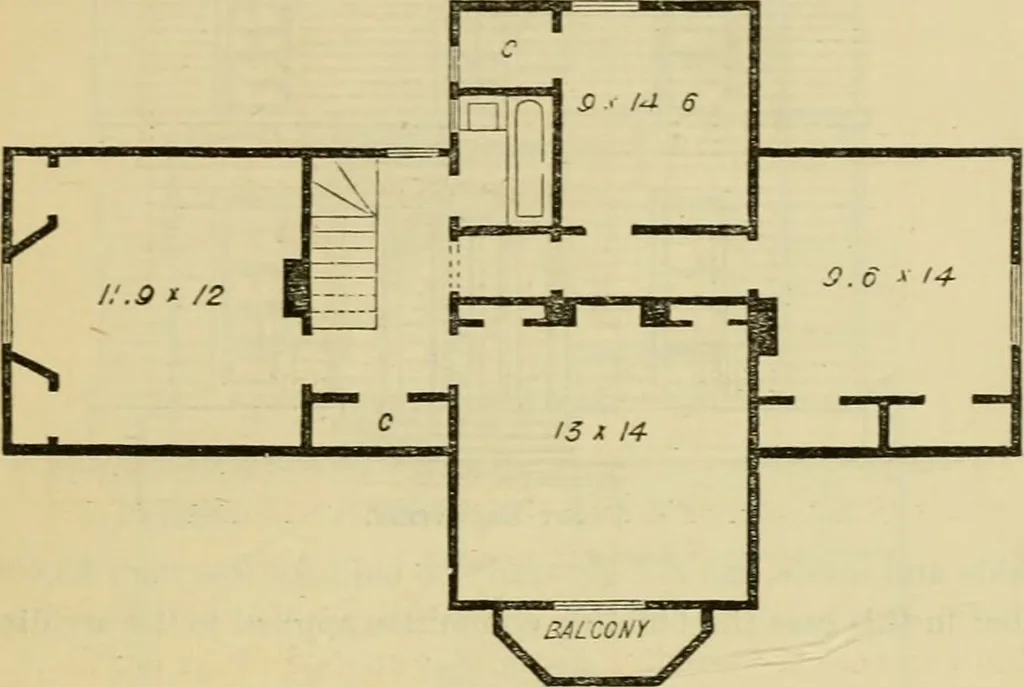 An illustration from The house, a manual of rural architecture, or, How to build country houses and out-buildings : embracing the origin and meaning of the house ; the art of house-building, including planning, style and construction ; desings and descriptions of cottages farm-houses, villas and out-buildings, of various cost and in the different styles of architecture, etc., etc. ; and an appendix containing recipes for paints and washes, stucco, rough-cast, etc. ; and instructions for roofing, building with rough stone, unburnt brick, balloon frames, and the concrete or gravel wall ; with numerous original plans, 1866, leaf 78
