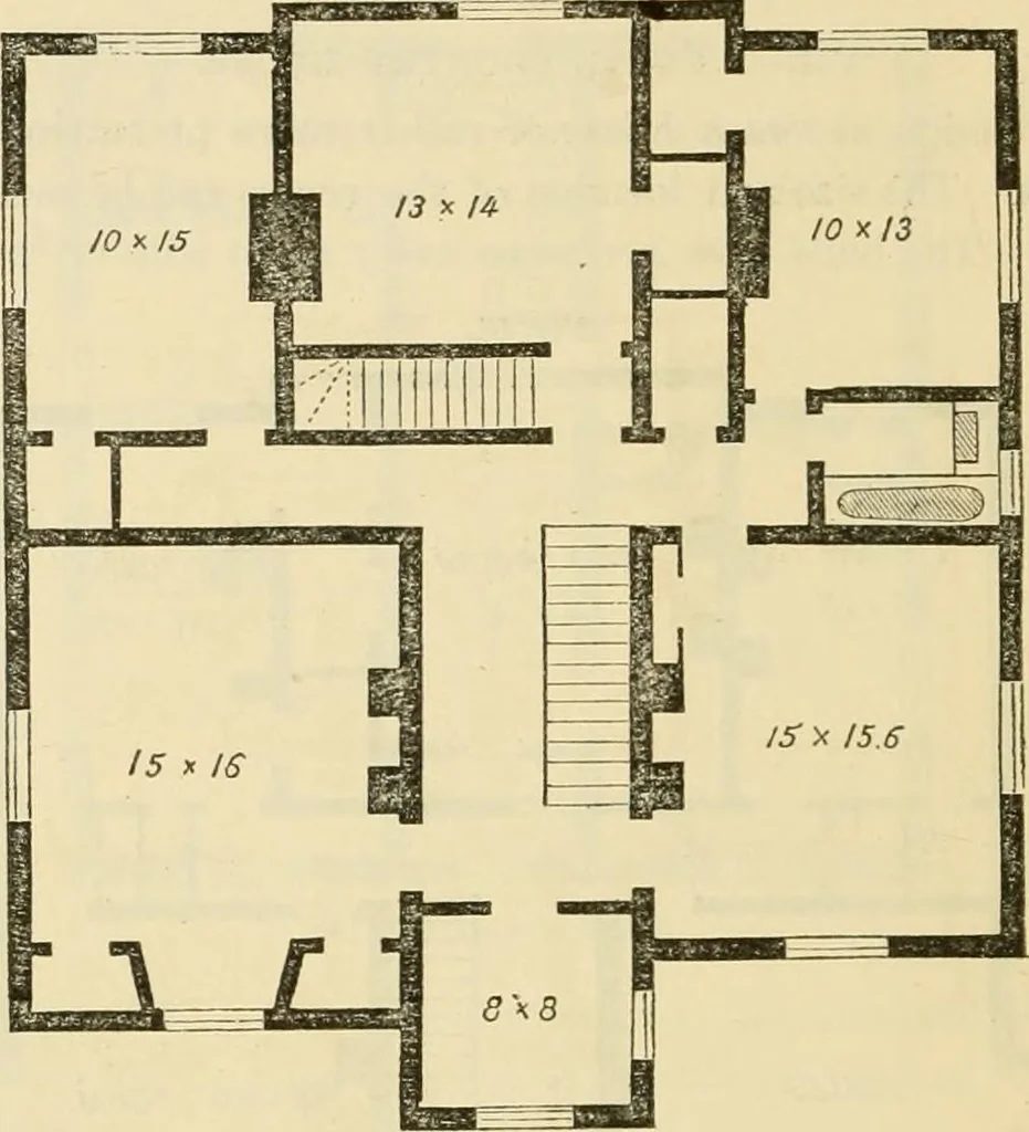 An illustration from The house, a manual of rural architecture, or, How to build country houses and out-buildings : embracing the origin and meaning of the house ; the art of house-building, including planning, style and construction ; desings and descriptions of cottages farm-houses, villas and out-buildings, of various cost and in the different styles of architecture, etc., etc. ; and an appendix containing recipes for paints and washes, stucco, rough-cast, etc. ; and instructions for roofing, building with rough stone, unburnt brick, balloon frames, and the concrete or gravel wall ; with numerous original plans, 1866, leaf 93