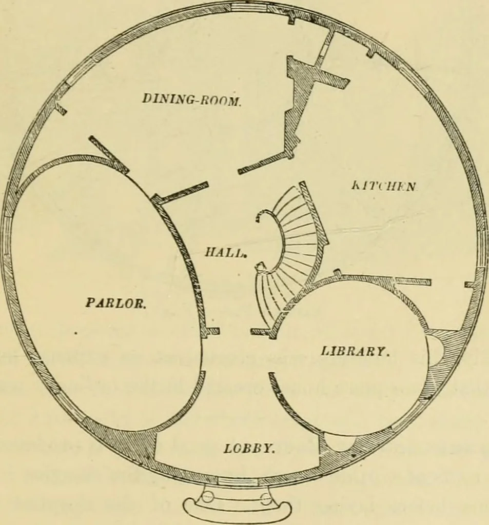 An illustration from The house, a manual of rural architecture, or, How to build country houses and out-buildings : embracing the origin and meaning of the house ; the art of house-building, including planning, style and construction ; desings and descriptions of cottages farm-houses, villas and out-buildings, of various cost and in the different styles of architecture, etc., etc. ; and an appendix containing recipes for paints and washes, stucco, rough-cast, etc. ; and instructions for roofing, building with rough stone, unburnt brick, balloon frames, and the concrete or gravel wall ; with numerous original plans, 1866, leaf 96