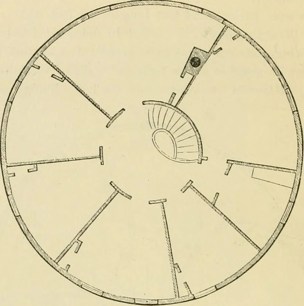 An illustration from The house, a manual of rural architecture, or, How to build country houses and out-buildings : embracing the origin and meaning of the house ; the art of house-building, including planning, style and construction ; desings and descriptions of cottages farm-houses, villas and out-buildings, of various cost and in the different styles of architecture, etc., etc. ; and an appendix containing recipes for paints and washes, stucco, rough-cast, etc. ; and instructions for roofing, building with rough stone, unburnt brick, balloon frames, and the concrete or gravel wall ; with numerous original plans, 1866, leaf 97
