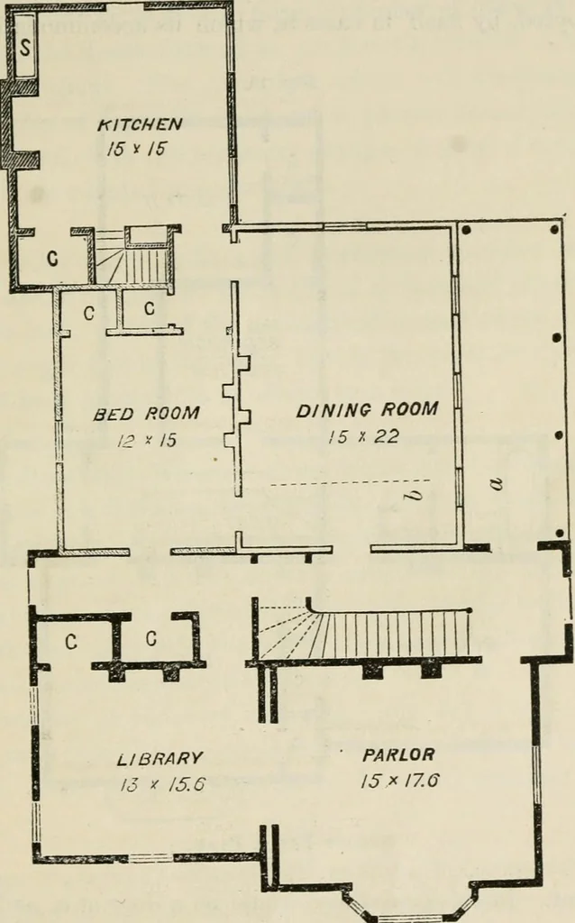 An illustration from The house: a manual of rural architecture: or, How to build country houses and out-buildings .., 1866, leaf 54