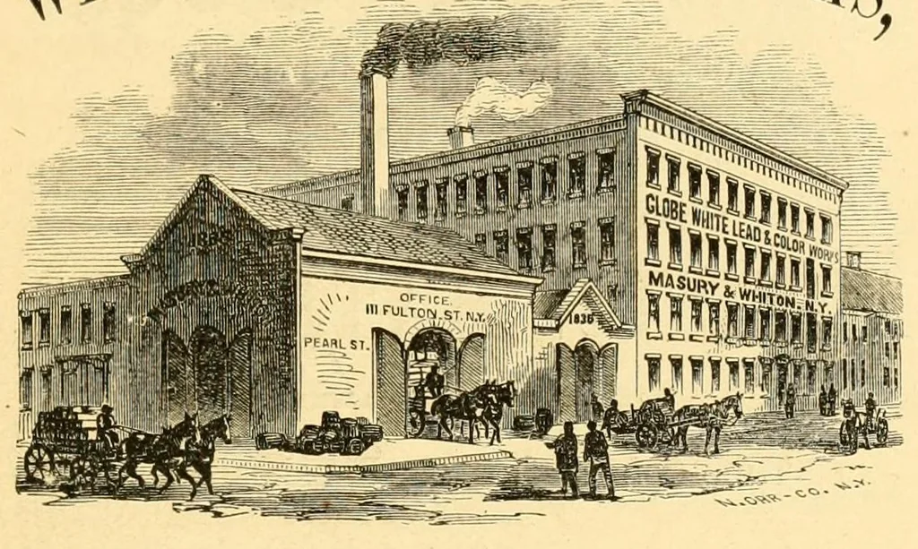 An illustration from How shall we paint our houses? A popular treatise on the art of house-painting: plain and decorative. Showing the nature, composition and mode of production of paints and painters’ colors, and their proper and harmonious combination and arrangement. By John W. Masury, 1868, leaf 223
