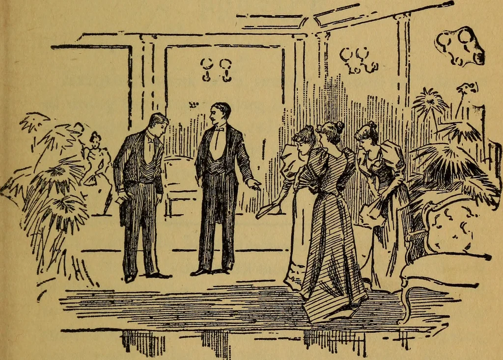 An illustration from How to behave and how to amuse. A handy manual of etiquette and parlor games, 1895, leaf 4