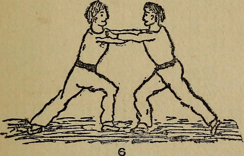 An illustration from How to, a book of tumbling, tricks, pyramids and games;, 1899, leaf 10