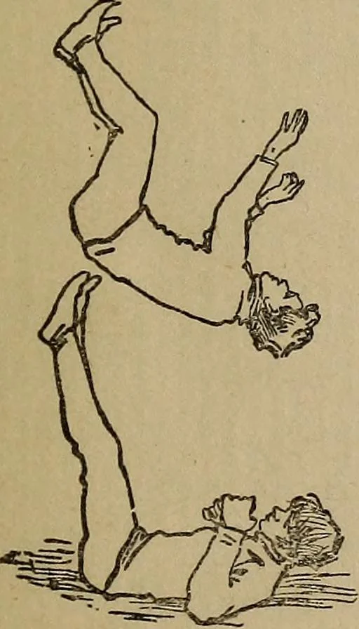 An illustration from How to, a book of tumbling, tricks, pyramids and games;, 1899, leaf 104