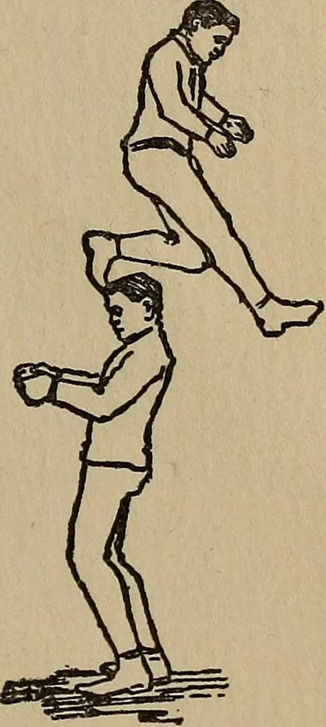 An illustration from How to, a book of tumbling, tricks, pyramids and games;, 1899, leaf 106
