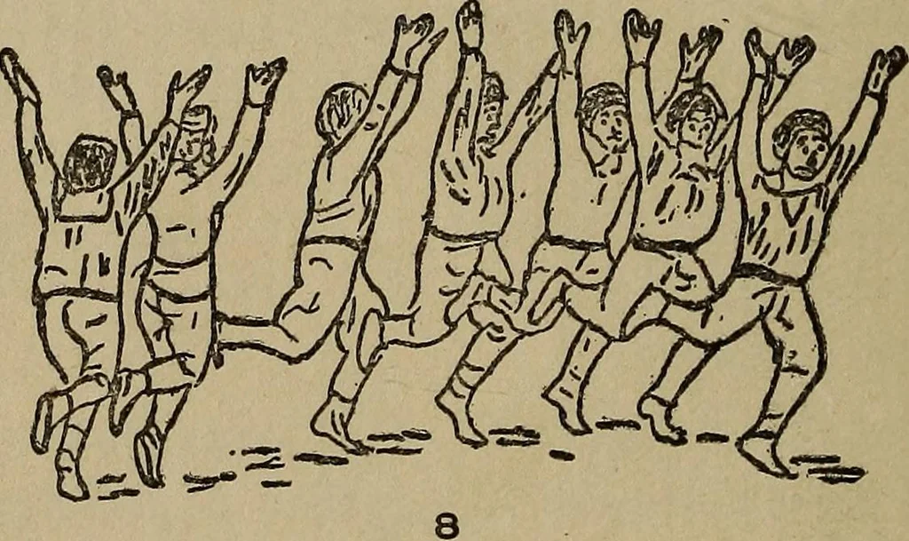 An illustration from How to, a book of tumbling, tricks, pyramids and games;, 1899, leaf 11
