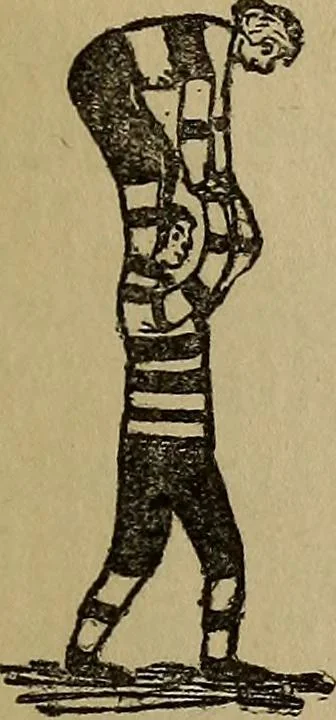 An illustration from How to, a book of tumbling, tricks, pyramids and games;, 1899, leaf 114