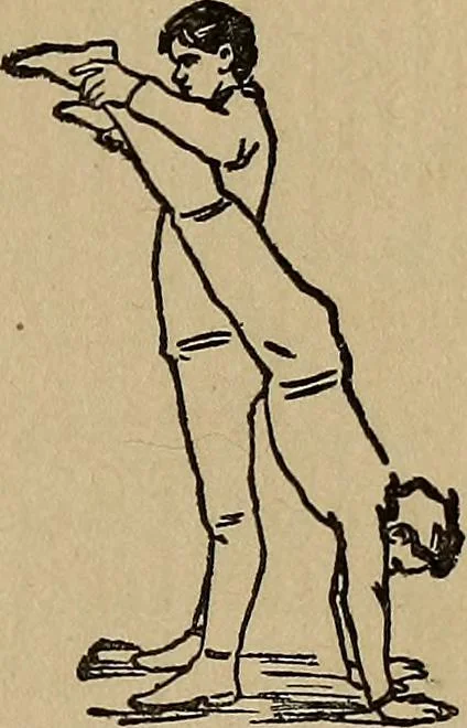 An illustration from How to, a book of tumbling, tricks, pyramids and games;, 1899, leaf 136