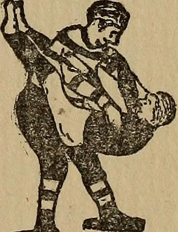An illustration from How to, a book of tumbling, tricks, pyramids and games;, 1899, leaf 138