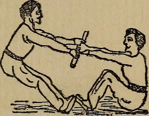An illustration from How to, a book of tumbling, tricks, pyramids and games;, 1899, leaf 14