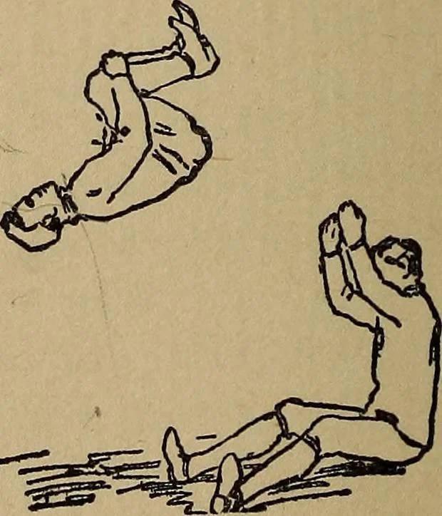 An illustration from How to, a book of tumbling, tricks, pyramids and games;, 1899, leaf 143