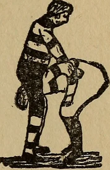 An illustration from How to, a book of tumbling, tricks, pyramids and games;, 1899, leaf 146